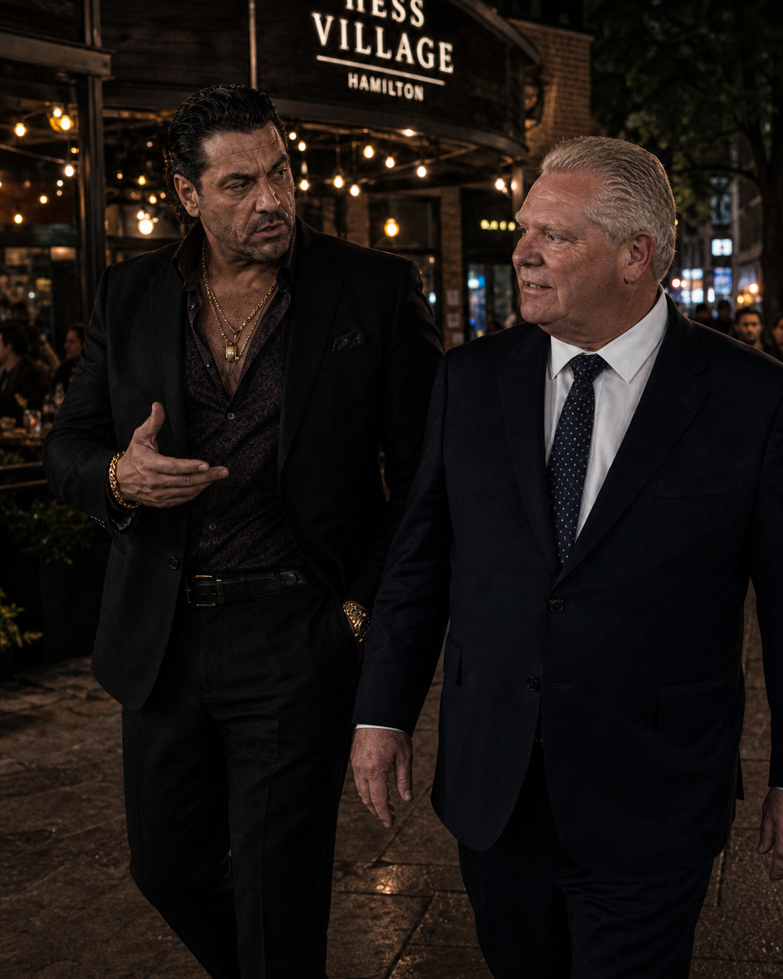 Antonio Tony Iavarone walking through rainy Hess Village