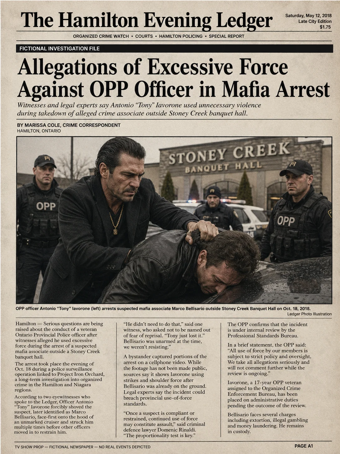 Tony Iavarone newspaper excessive force 1